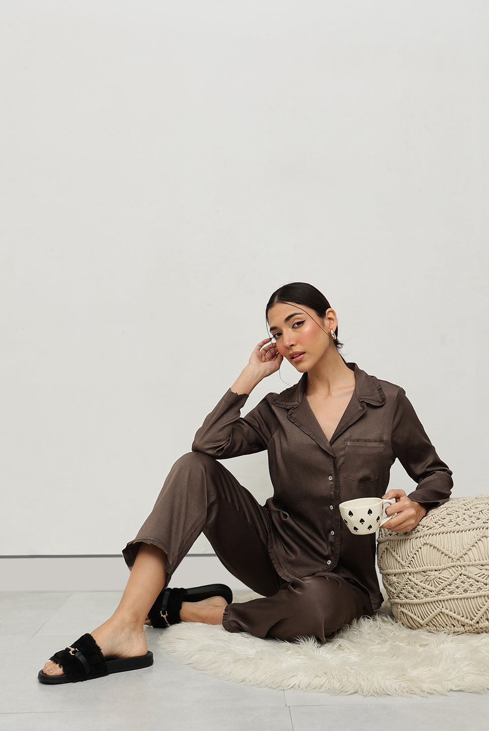 Mocha Satin Co-ord Set