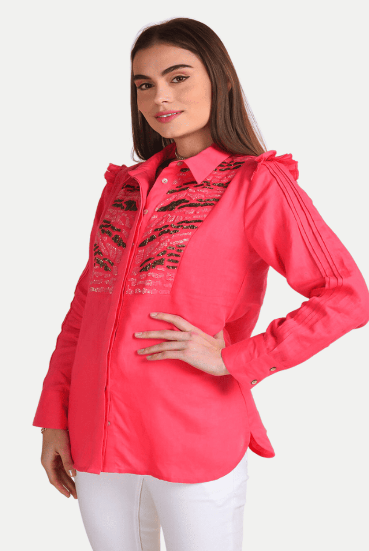 Zebra Linen Embroidered Shirt