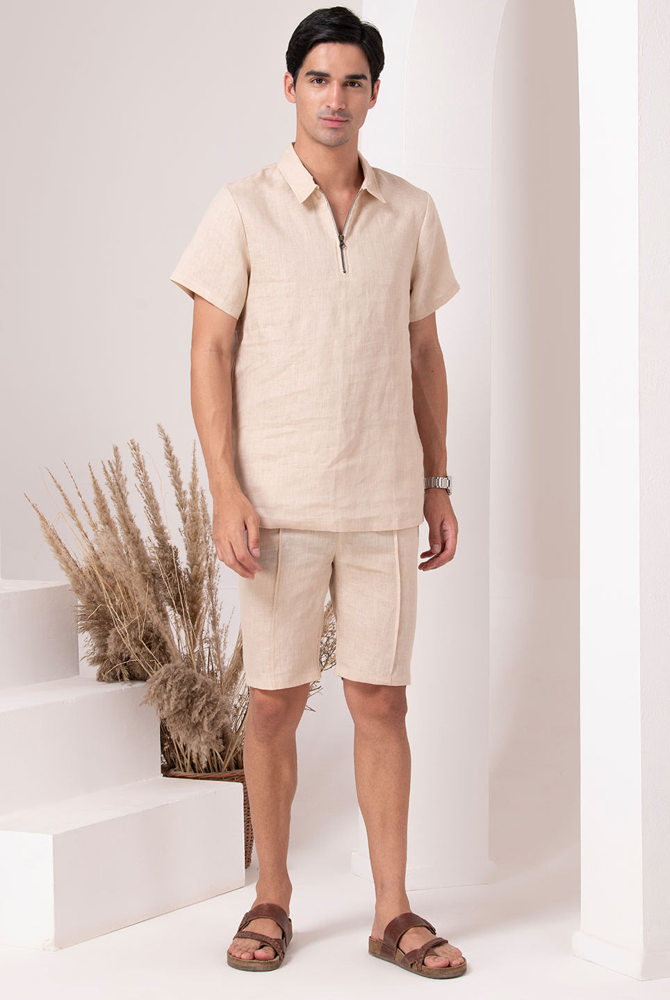 Beige Linen Loungewear