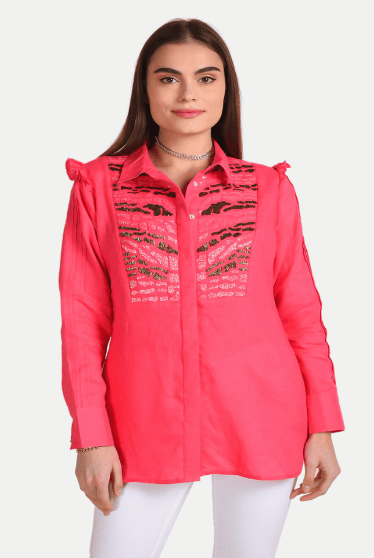 Zebra Linen Embroidered Shirt