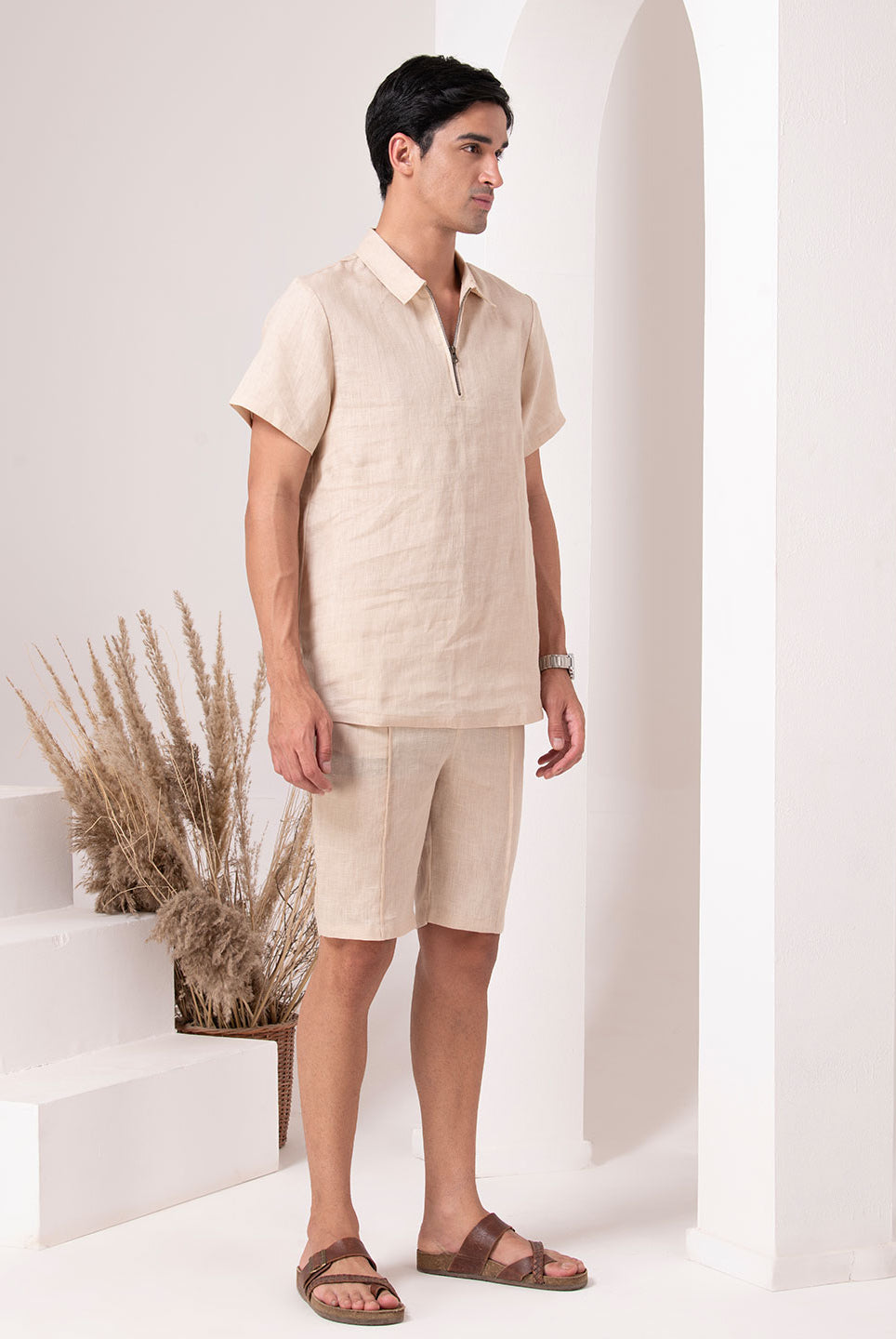 Beige Linen Loungewear