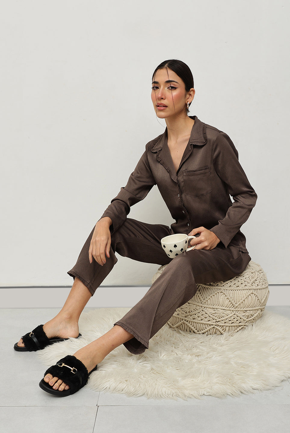 Mocha Satin Co-ord Set