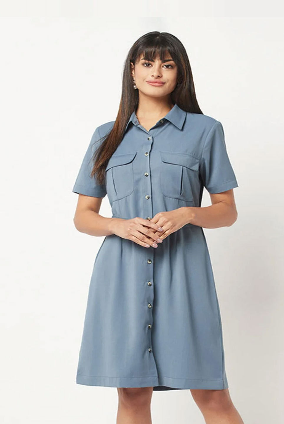 Smoke Blue Collar Dress