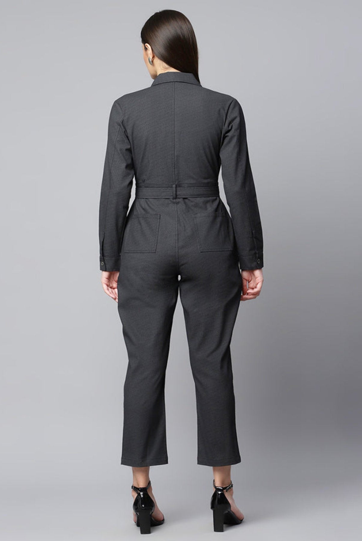 Black Textured Jumpsuit