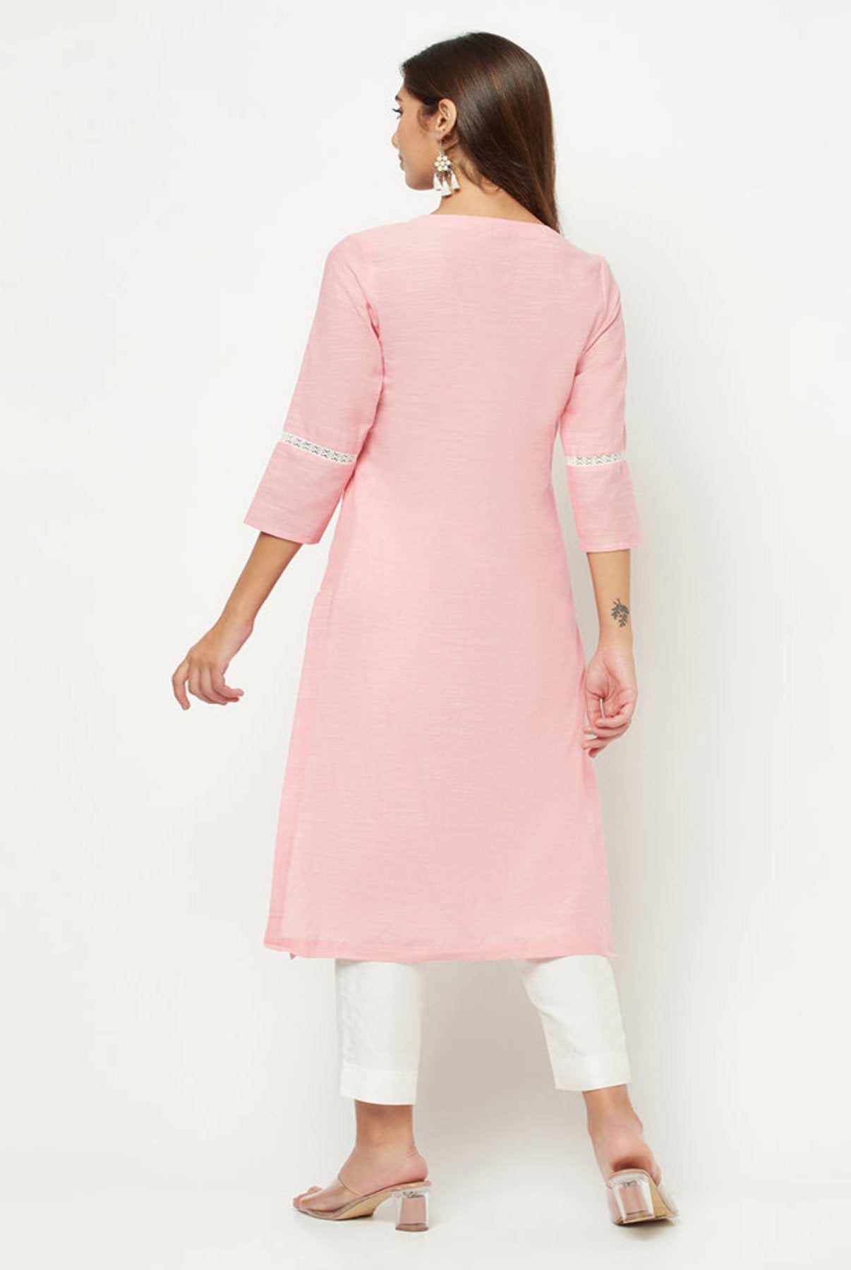 Pink Yoke Embroidered Kurta