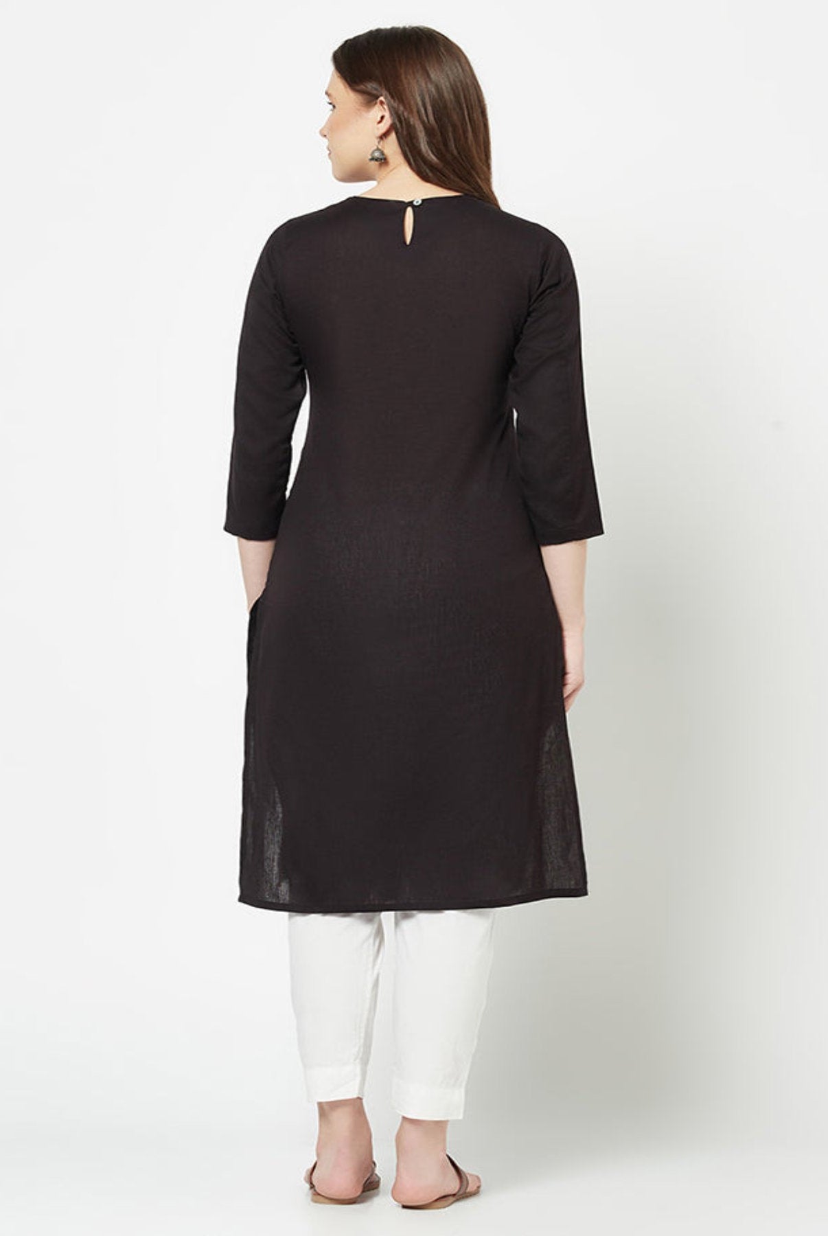 Black Kurta with Yoke Embroidery Work