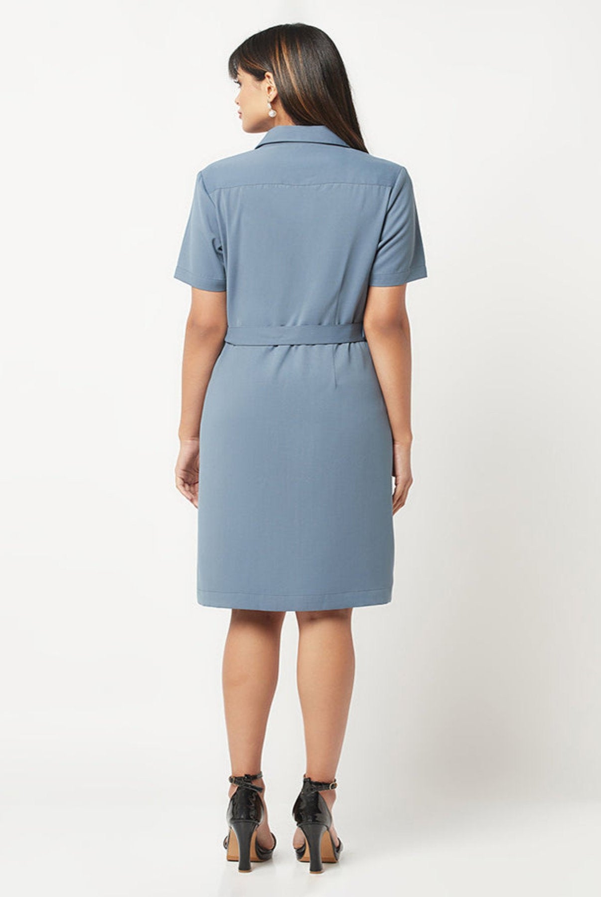 Smoke Blue Collar Dress