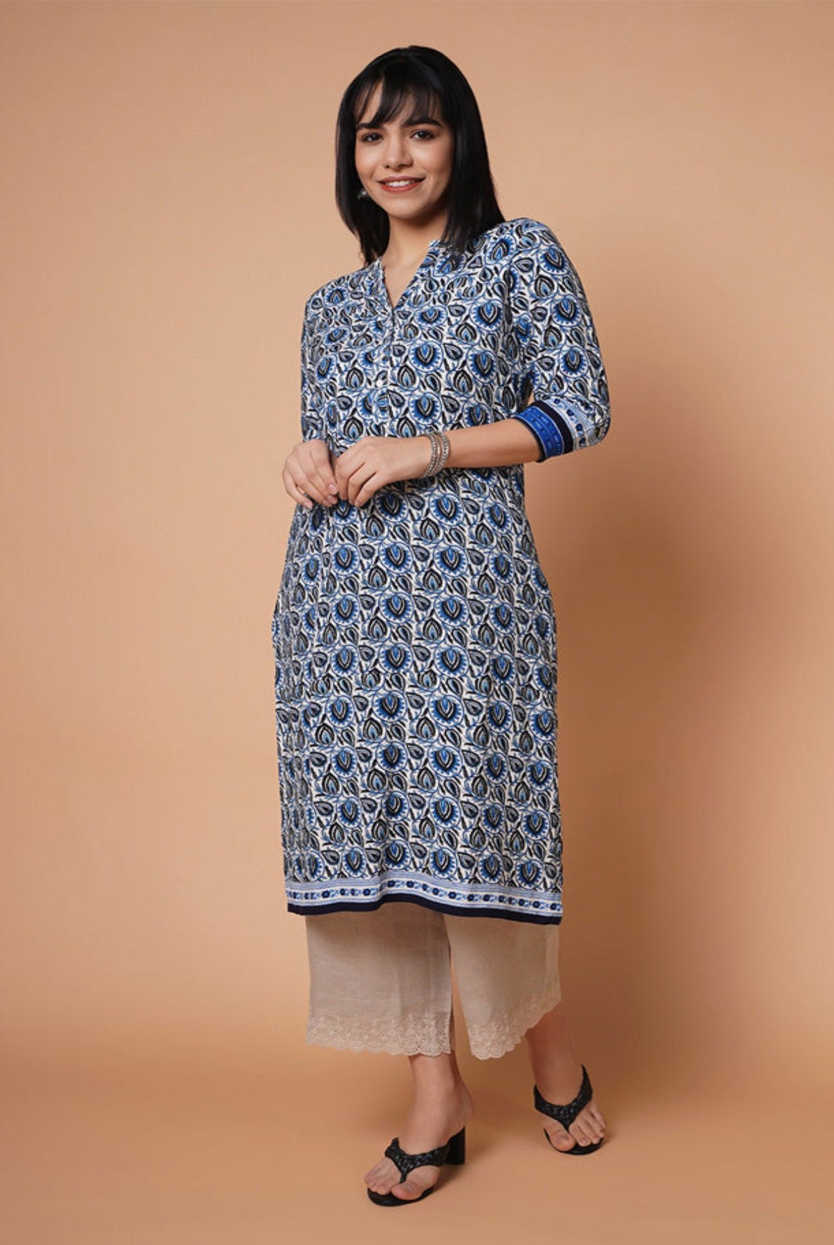 Ocean Print Straight Kurti