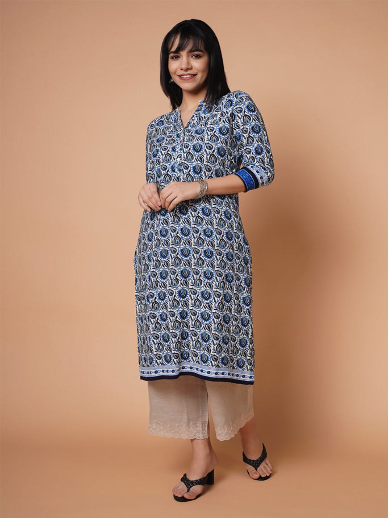 Ocean Print Straight Kurti