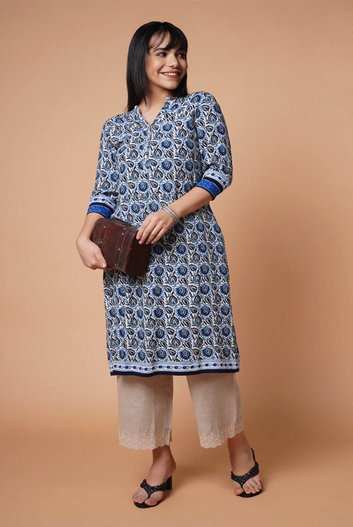 Ocean Print Straight Kurti