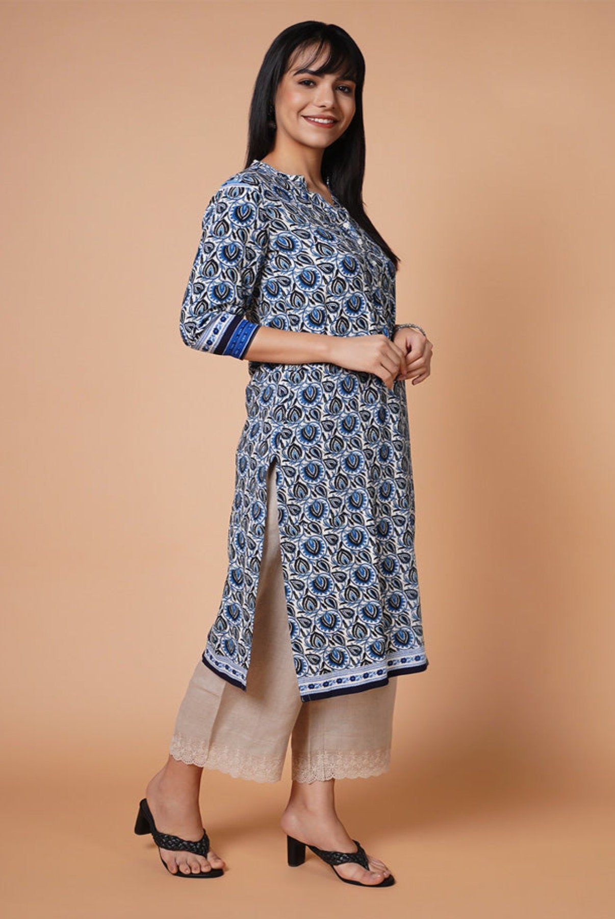 Ocean Print Straight Kurti