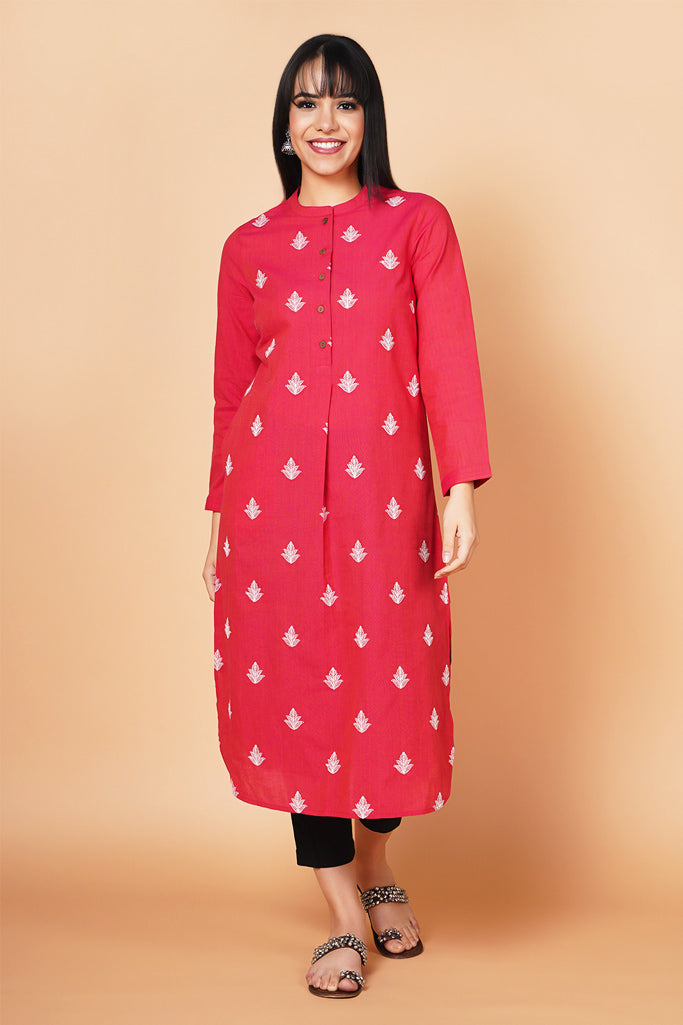 Lovely-Pink Embroidered Round Hem Kurta, round hem kurta set online