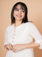 Barara Ivory Solid A-line Kurta+