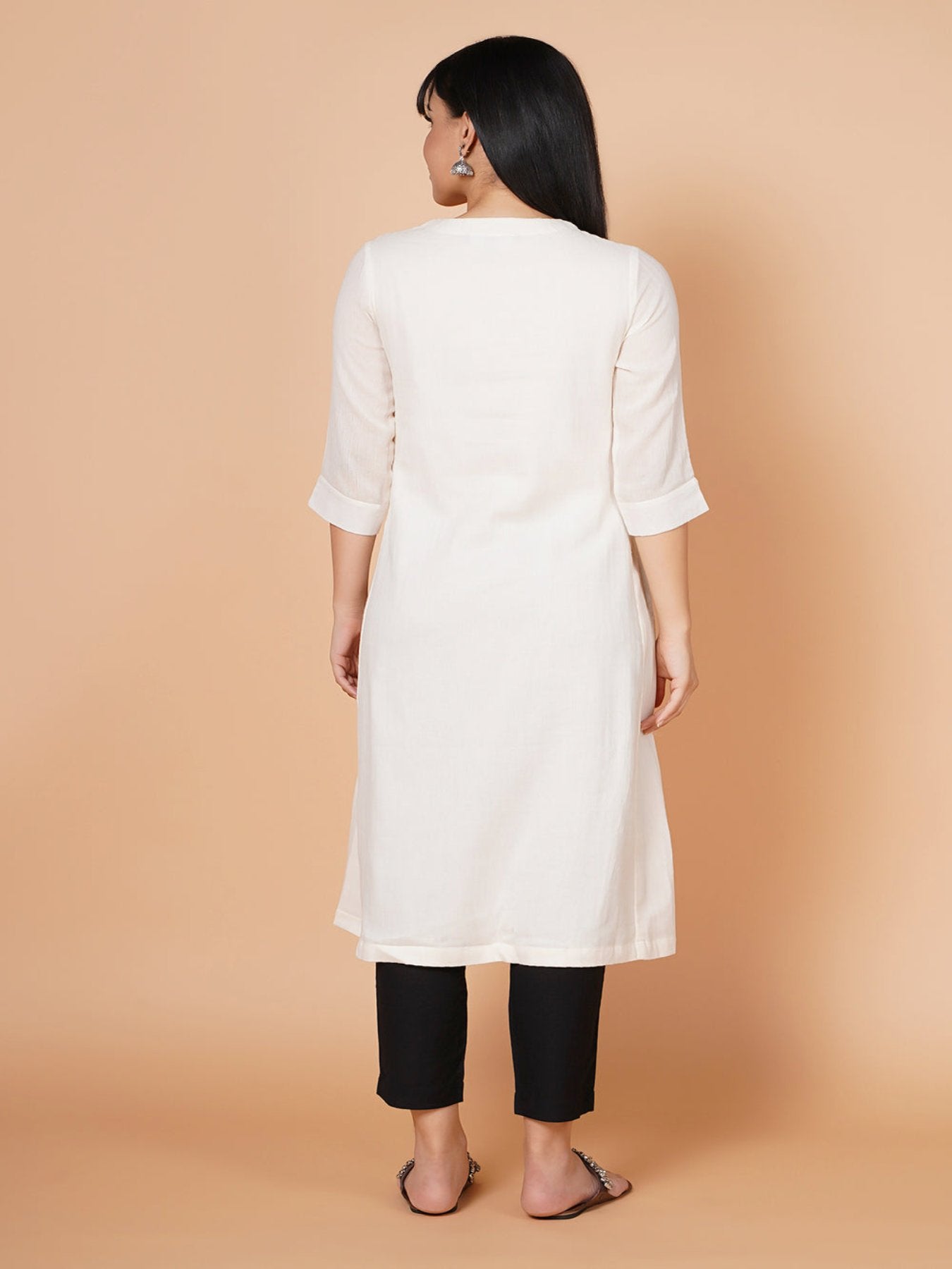Barara Ivory Solid A-line Kurta+