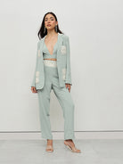 Mint Embroidered Power Suit