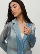 Blue Sheer Longline Blazer