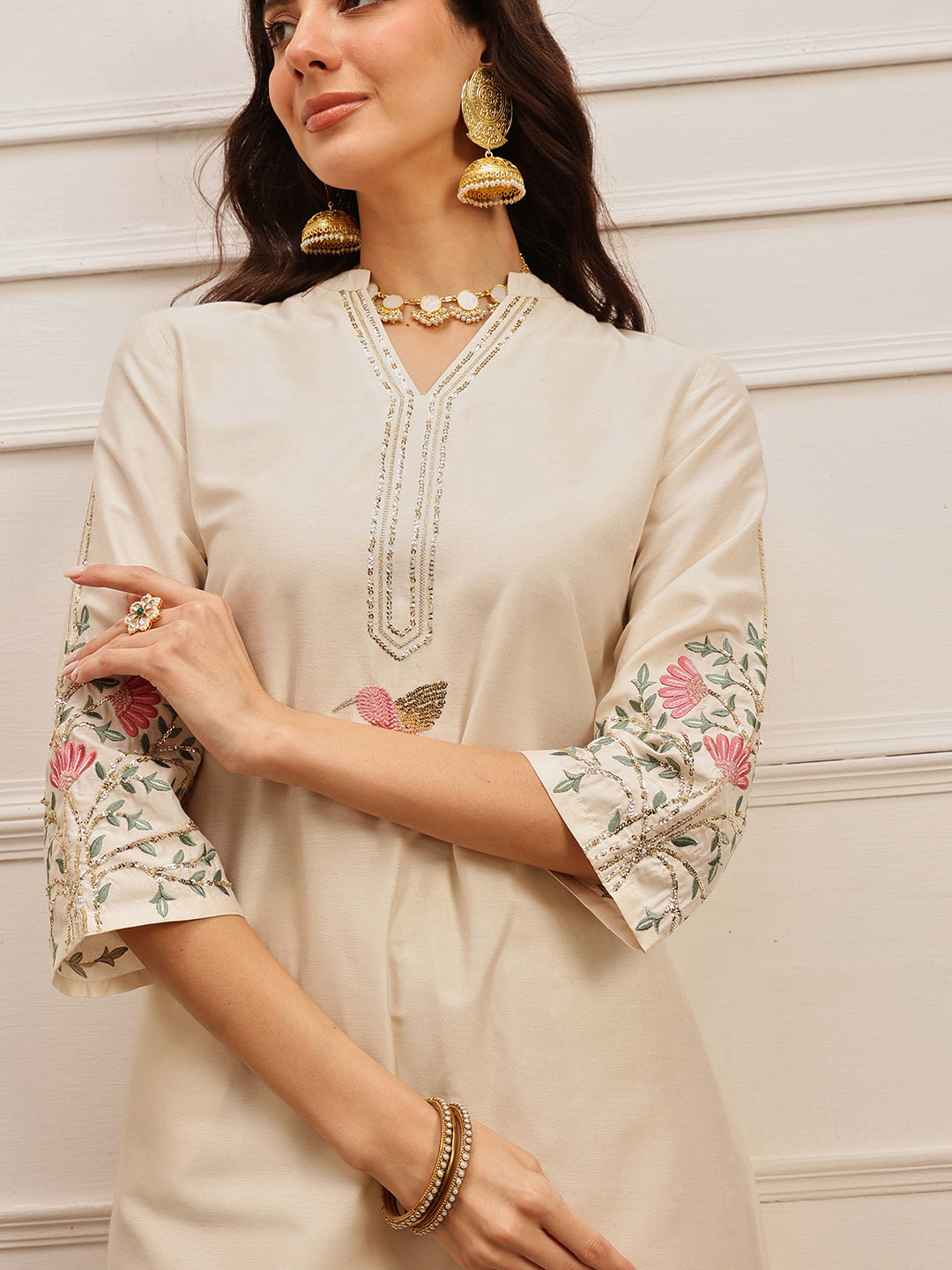 Ivory Embroidered Kurta Set