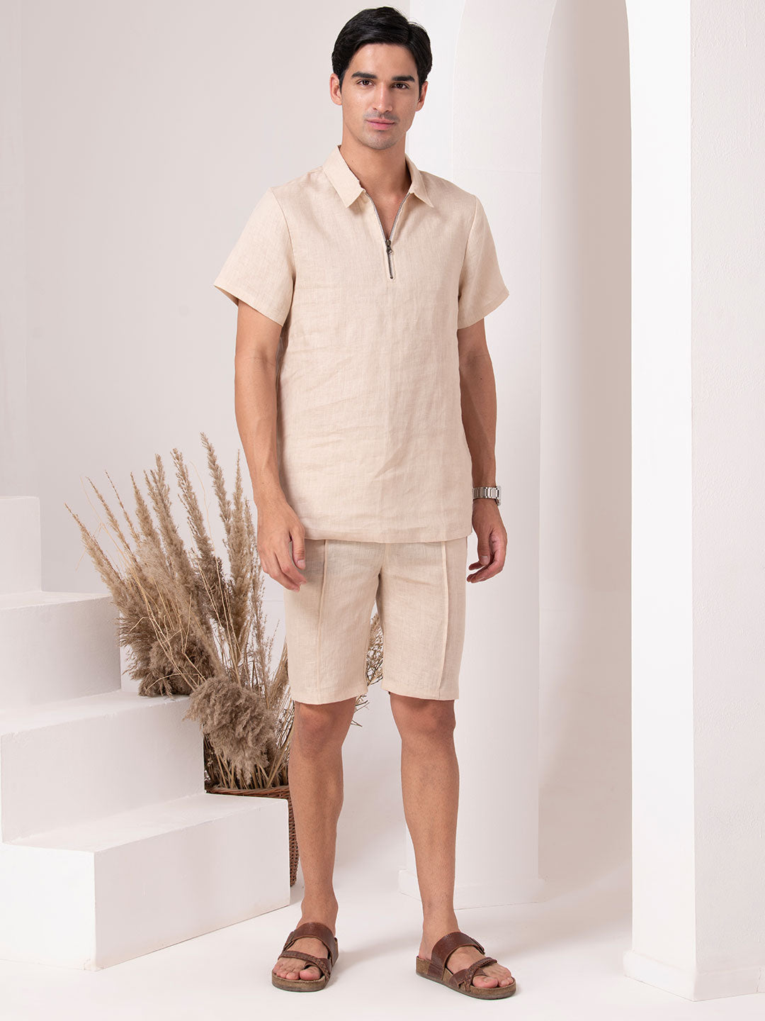 Beige Linen Loungewear