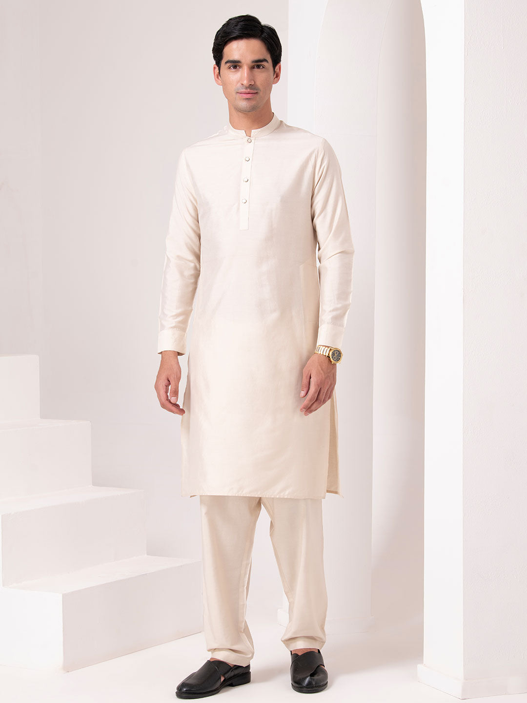 Sparkling Beige Festive Kurta Set
