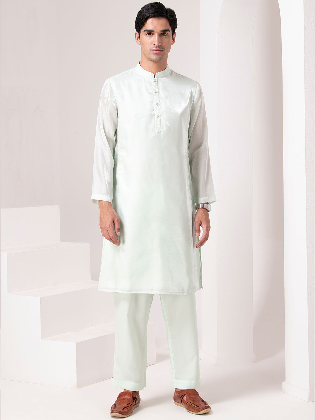 Mint Green Silk Kurta Set