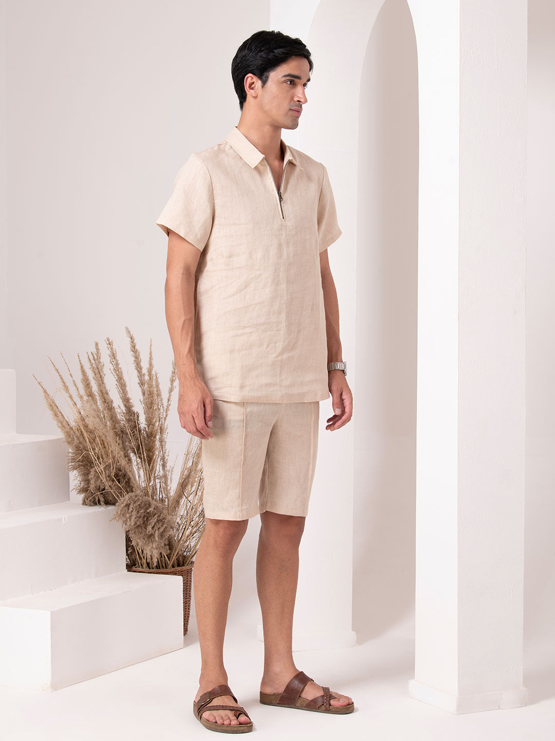 Beige Linen Loungewear