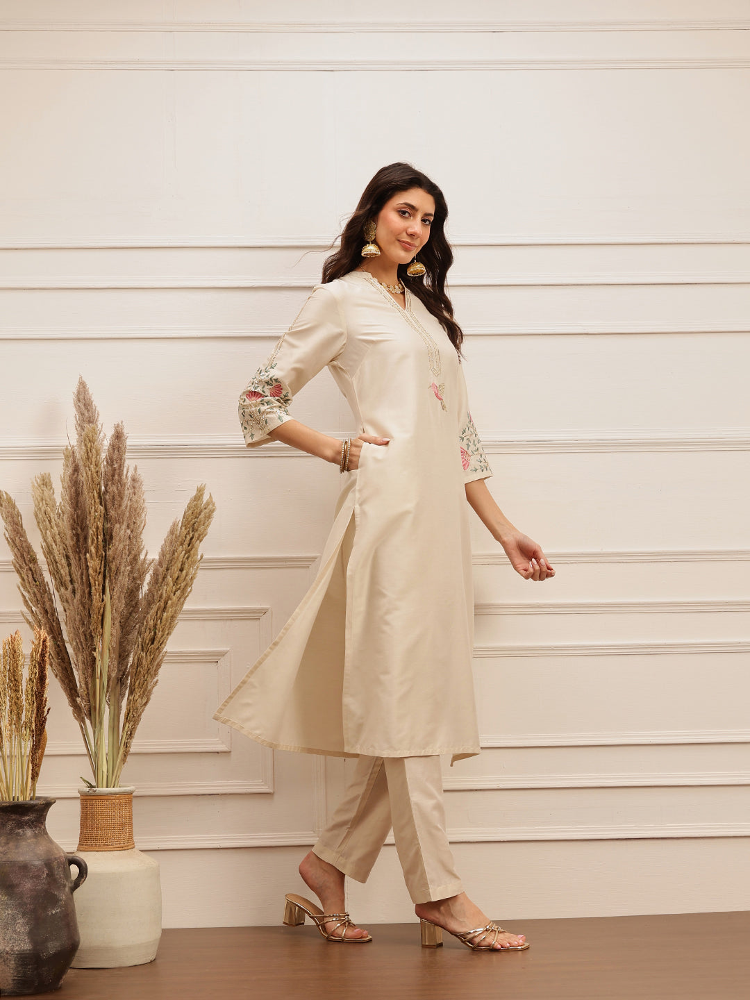 Ivory Embroidered Kurta Set