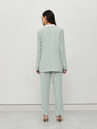 Mint Embroidered Power Suit