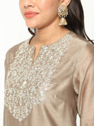 Champagne Embroidered Kurta Set