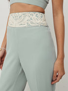 Mint Embroidered Power Suit
