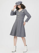 Winter Monochrome Tweed Dress