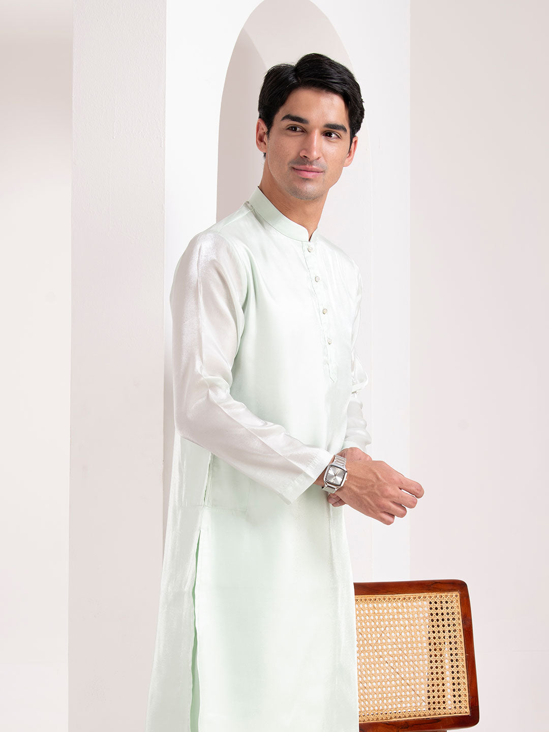 Mint Green Silk Kurta Set