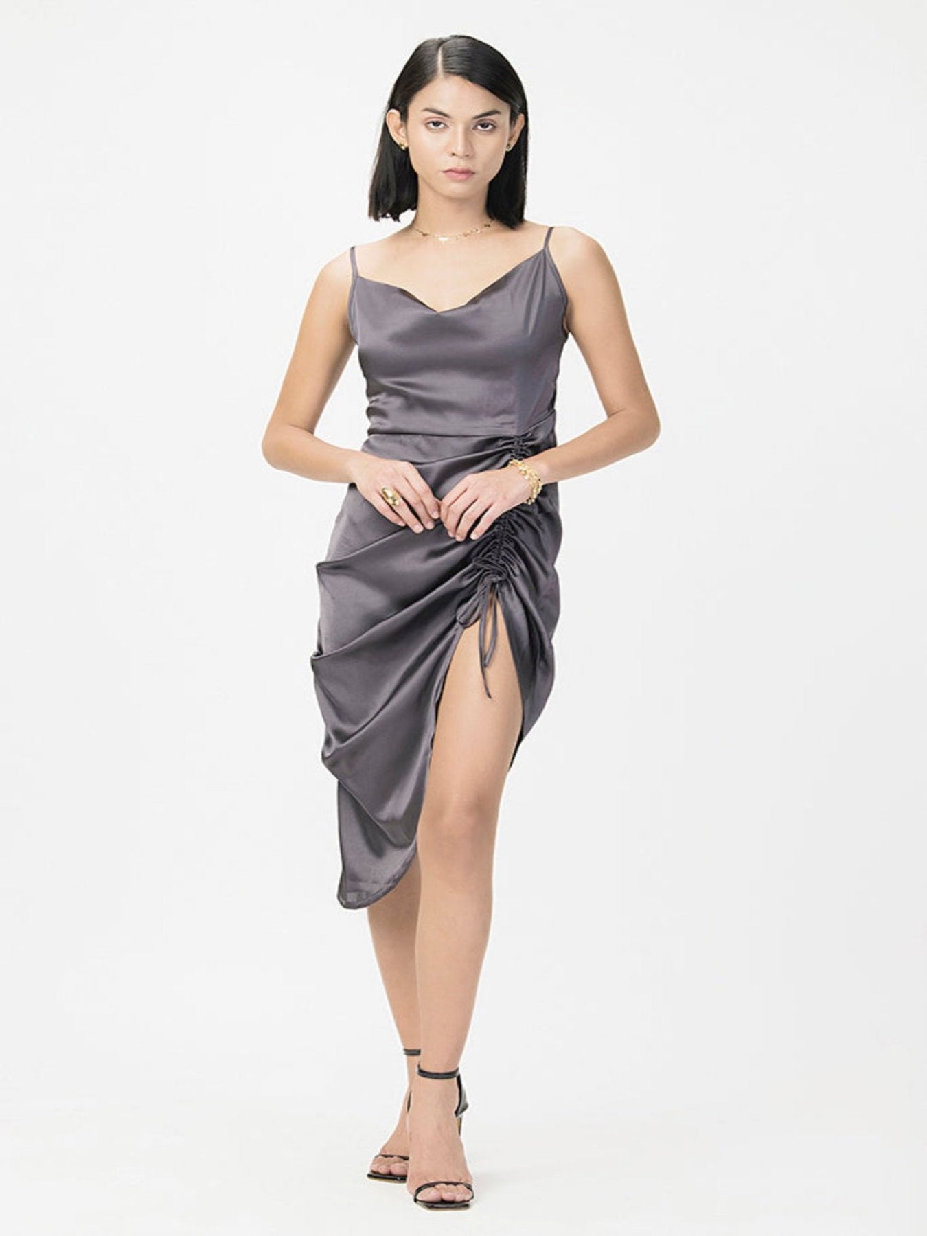 Ruched Satin Party Dress