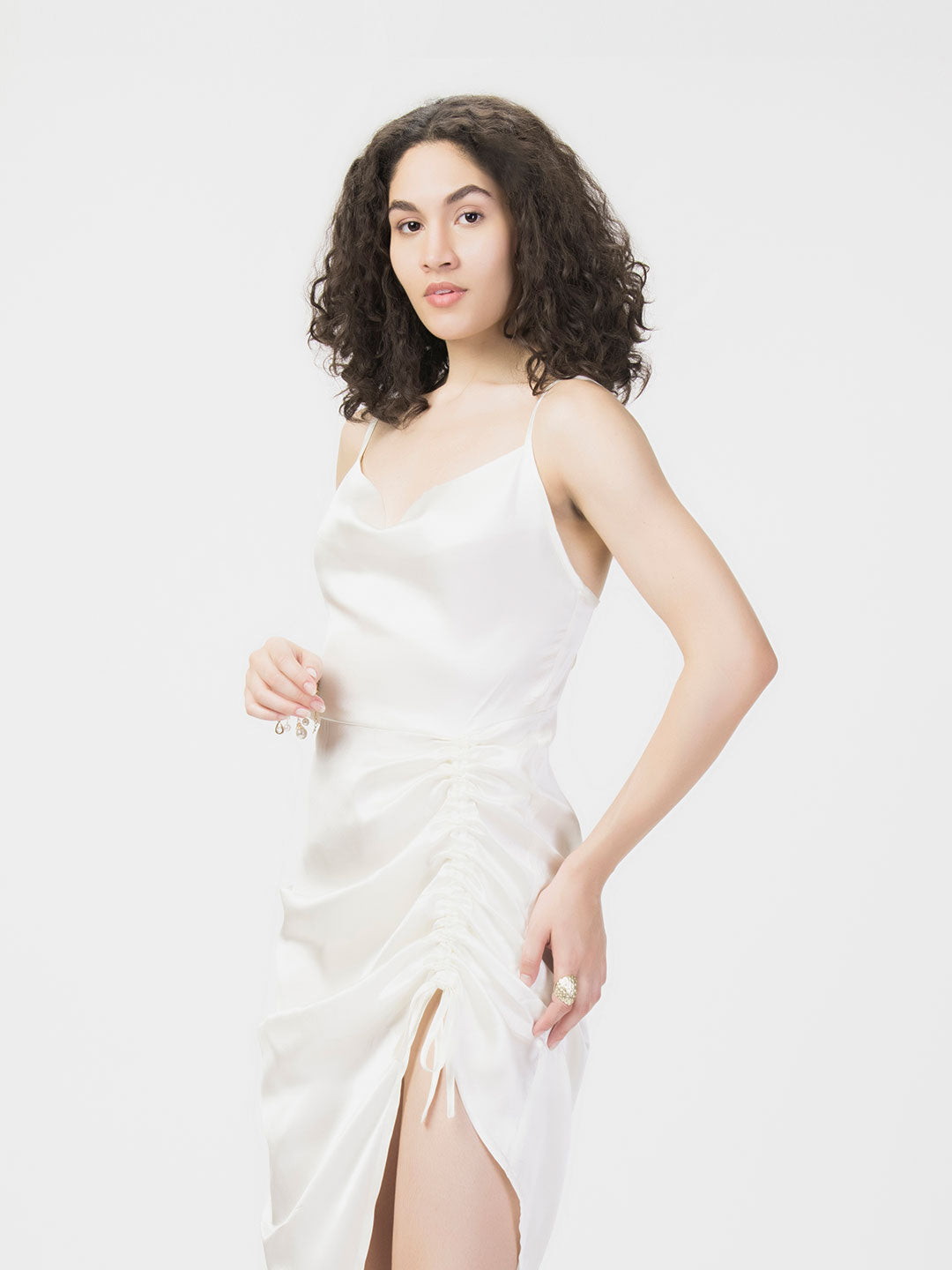 Ruched Satin Party Dress