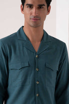 Deep Teal Cuban Collar Co-ord Set
