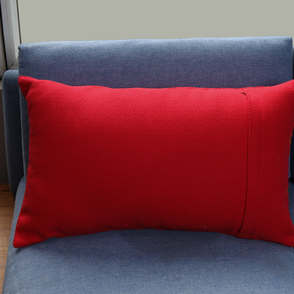Embroidered Cushion in Textured Fabric (Pack of 1 Piece)