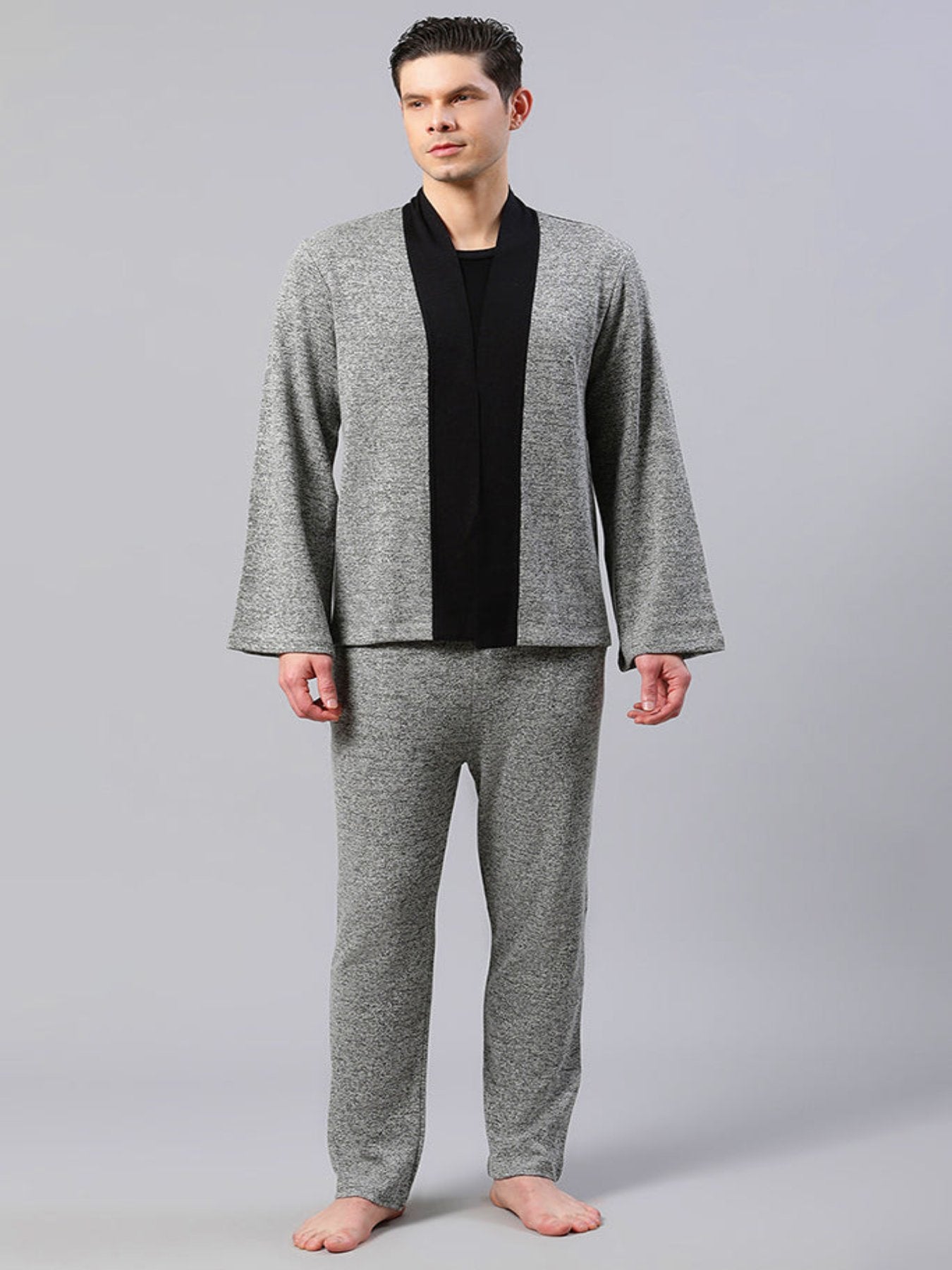 Smokey Grey Solid Co-ord Set With Pants