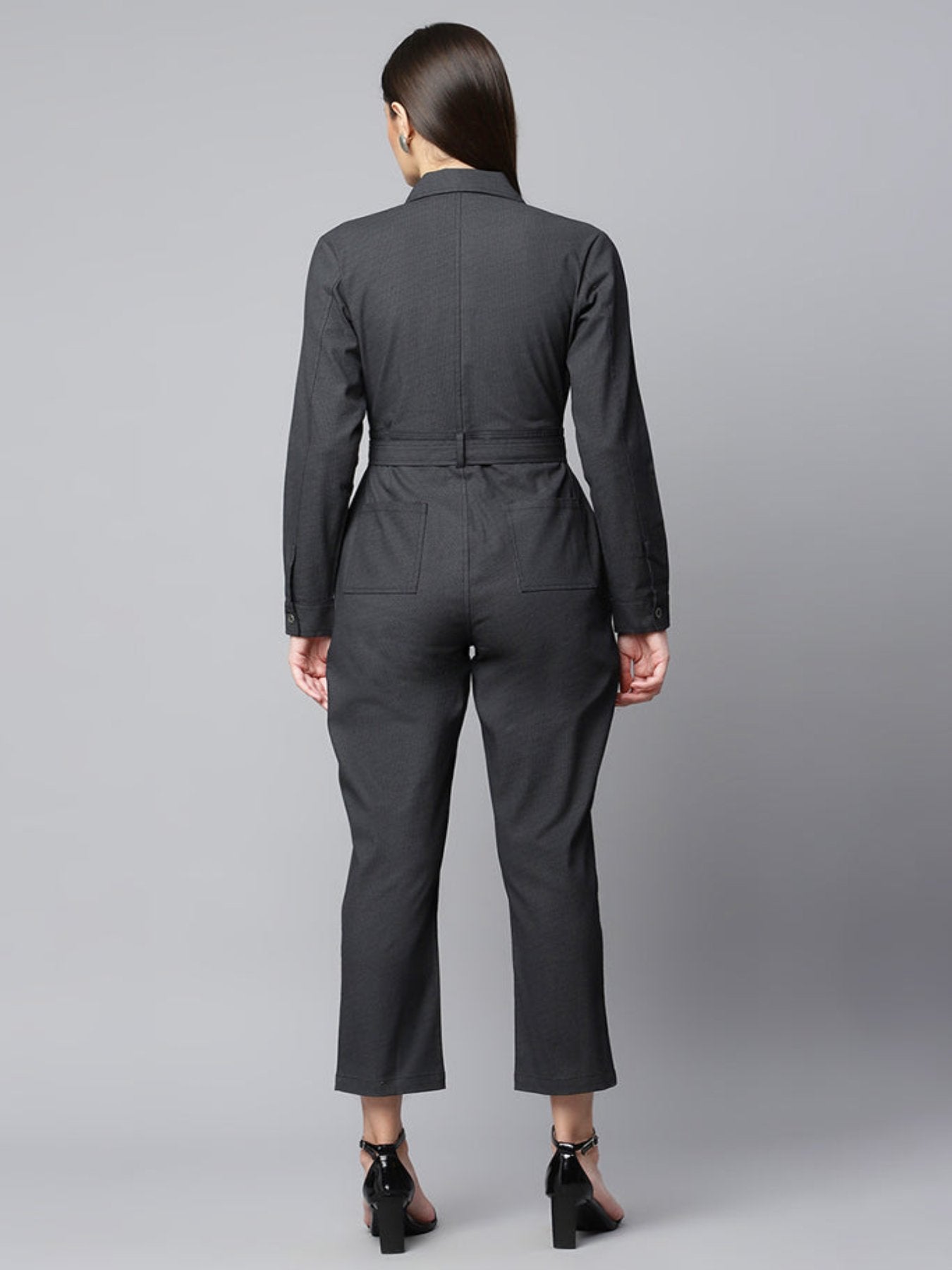 Black Textured Jumpsuit