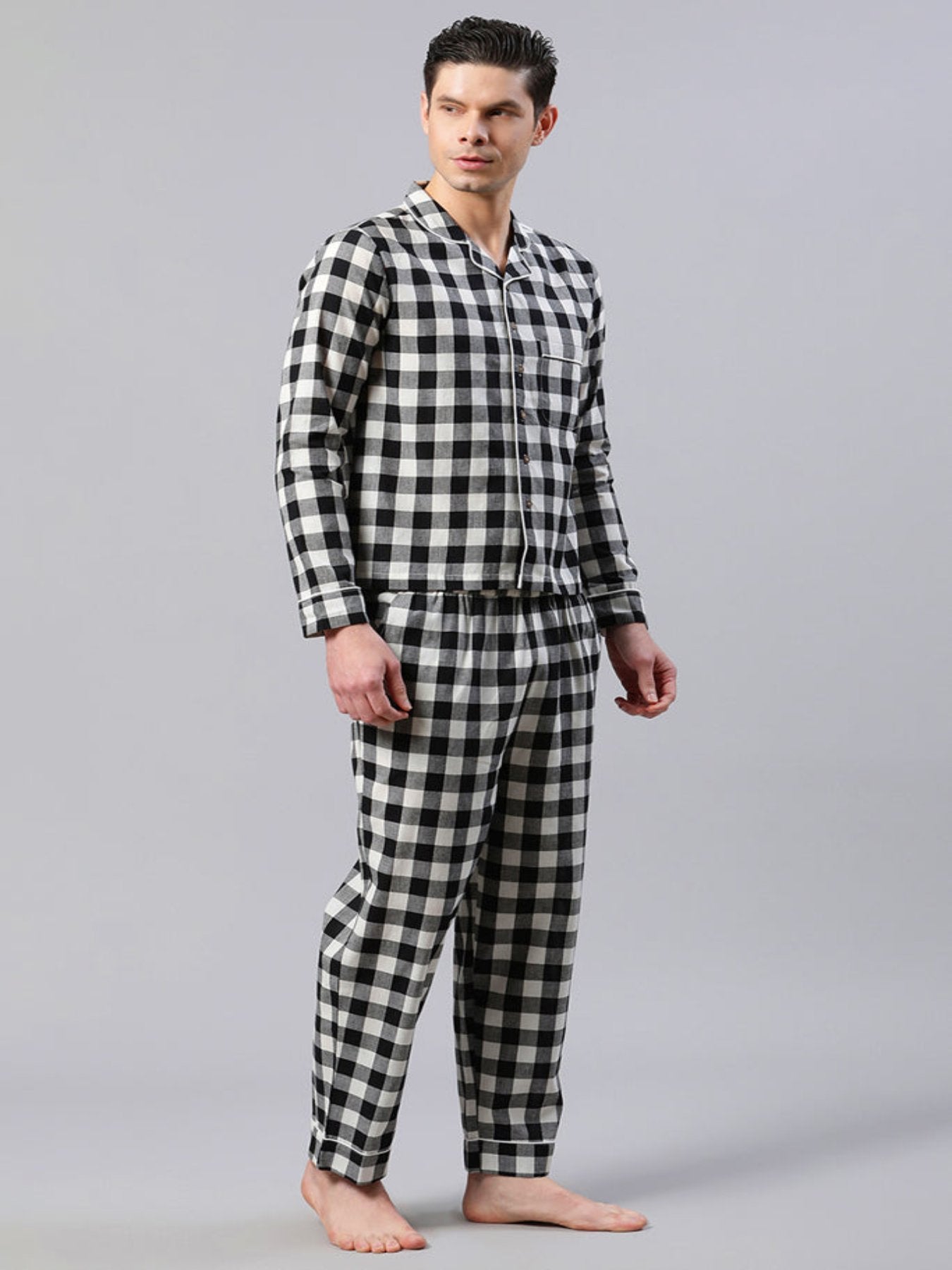 Black And White Check Print Loungewear