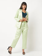 Light Green Satin Power Suit