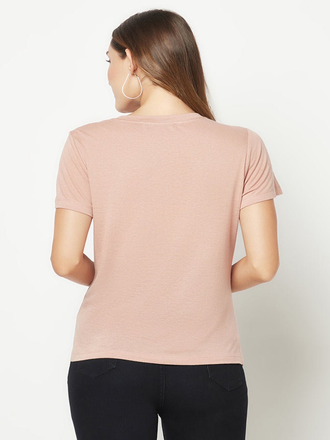 Pink Bird Embroidered T-Shirt