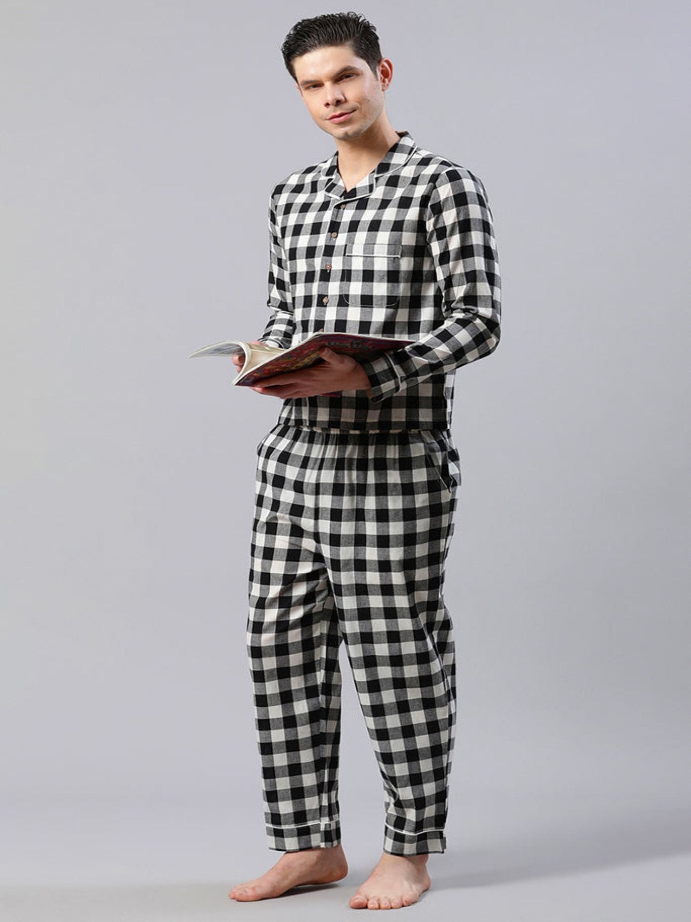 Black And White Check Print Loungewear
